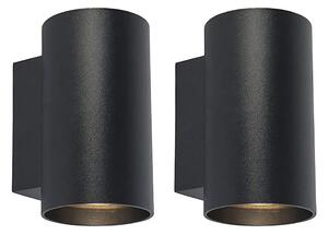 Set van 2 moderne wandlampen zwart rond - Sandy Oswietlenie wewnetrzne