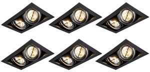 Set van 6 Inbouwspots zwart AR111 verstelbaar 2-lichts - Oneon Oswietlenie wewnetrzne