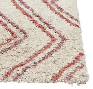 Dywan bawełniany włochaty boho geometryczny wzór 140x200cm beżowo-różowy Kastamonu Beliani