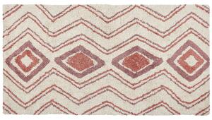 Dywan bawełniany włochaty boho geometryczny wzór 80x150cm beżowo-różowy Kastamonu Beliani
