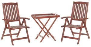 Zestaw mebli balkonowych drewno akacjowe stół 2 krzesła poduszki szare Toscana Beliani