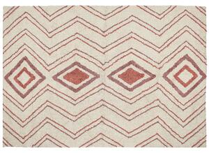 Dywan bawełniany włochaty boho geometryczny wzór 160x230cm beżowo-różowy Kastamonu Beliani