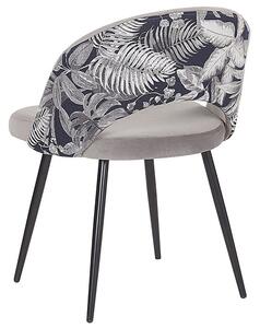 Zestaw 2 krzeseł do jadalni welurowy z wzorem roślinnym szary Vivian Beliani
