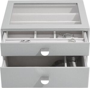 Szkatułka na biżuterię Stackers Pebble classic kamienna szarość z 2 szufladami