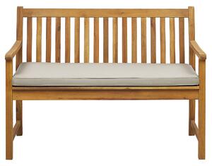 Klasyczna ławka ogrodowa drewniana 120 cm z poduszką beżowoszarą Vivara Beliani