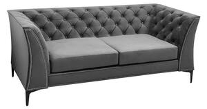Trzyosobowa, szara sofa na metalowych nóżkach ENCANTO, idealna do salonu w stylu glamour