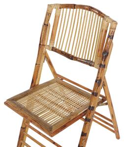 Zestaw 4 krzeseł bambusowych naturalny kolor składane styl boho Trentor Beliani