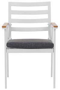 Zestaw mebli ogrodowych biały stół krzesła aluminium szare poduszki Cavoli Beliani