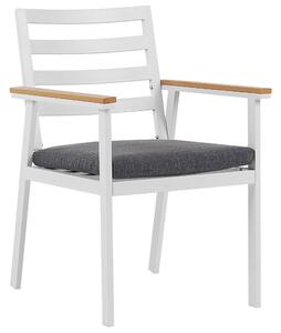 Zestaw mebli ogrodowych biały stół krzesła aluminium szare poduszki Cavoli Beliani