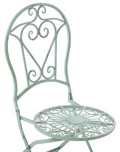 Metalowy zestaw 2 krzeseł balkonowych składane ozdobne zielone Trento Beliani