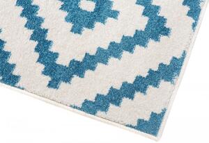 Biały dywan w niebieski wzór do salonu - Mistic 9X