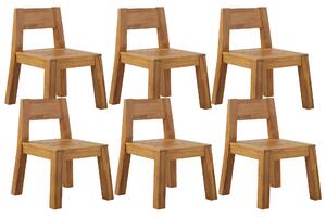 Rustykalny zestaw 6 krzeseł drewnianych ogrodowych jasne drewno akacjowe Livorno Beliani