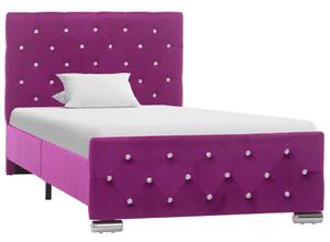 Rama łóżka, fioletowa, tapicerowana aksamitem, 90x200 cm