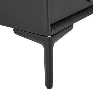 Szafka nocna czarna tapicerowana ekoskóra 2 szuflady metalowe nogi stolik Sezanne Beliani