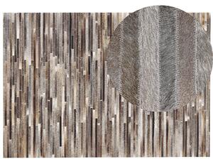 Dywan brązowo-szary skórzany patchwork z łat 160 x 230 cm Tuzluca Beliani