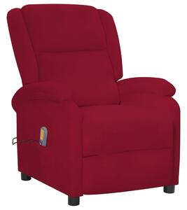 Rozkładany fotel masujący, elektryczny, winna czerwień, aksamit