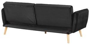 Nowoczesna sofa tapicerowana rozkładana dekoracyjne guziki czarna Bardu Beliani