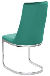 Zestaw 2 welurowych krzeseł do jadalni zielone wspornikowe chromowane Altoona Beliani