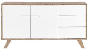 Nowoczesna komoda szuflady szafki przechowywanie biały jasne drewno Forester Beliani