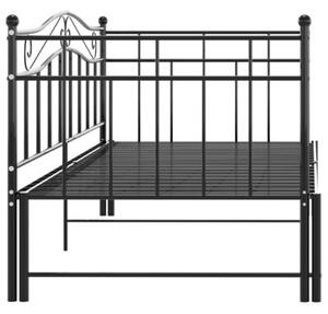 Sofa z wysuwaną ramą łóżka, czarna, metalowa, 90x200 cm
