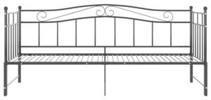Sofa z wysuwaną ramą łóżka, czarna, metalowa, 90x200 cm