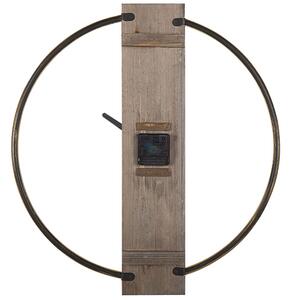 Zegar ścienny okrągły metalowy złoty ø 47 cm jasne drewno ręcznie wykonany Casitas Beliani