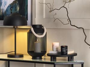 Lampion czarny industrialny metalowy dekoracyjny ażurowy z uchwytem 33 cm Coron Beliani