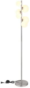 Lampa podłogowa Globo RIHA 56140-6S nikiel mat 6xG9 LED 3,5W 3000K szkło opal 155 cm, włącznik nożny