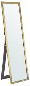 Lustro stojące podłogowe ozdobna rama 40 x 140 cm szklane złote Brecey Beliani