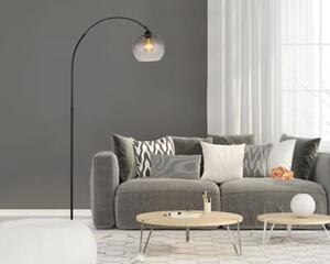 Lampa podłogowa Globo NEWCASTLE 58227BS czarna mat marmur, szkło przydymione, regulowana wysokość 141–196 cm, E27