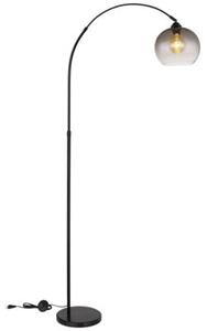 Lampa podłogowa Globo NEWCASTLE 58227BS czarna mat marmur, szkło przydymione, regulowana wysokość 141–196 cm, E27