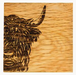 Komplet podstawek z drewna dębowego Highland Cow, 2 elem