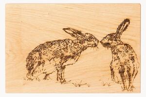 Deska do serwowania z drewna dębowego Kissing Hare