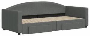 Sofa rozsuwana z szufladami, ciemnoszara, 90x200 cm, tkanina