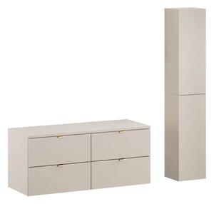 MebleMWM Zestaw meblowy 120cm z blatem i Szafką wysoką | Kolekcja Dalia Cashmere | Kaszmirowy Mat