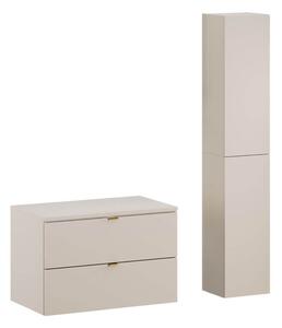 MebleMWM Zestaw meblowy 80cm z blatem i Szafką wysoką | Kolekcja Dalia Cashmere | Kaszmirowy Mat