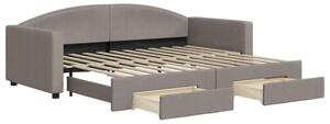 Sofa rozsuwana z szufladami, taupe, 90x200 cm, tkanina