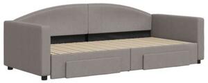Sofa rozsuwana z szufladami, taupe, 90x200 cm, tkanina