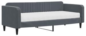 Sofa z materacem do spania, ciemnoszara, 90x200 cm, aksamit