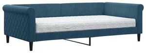 Sofa z materacem do spania, niebieska, 100x200 cm, aksamit