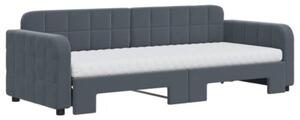 Sofa rozsuwana z materacami, ciemnoszara, 80x200 cm, aksamit