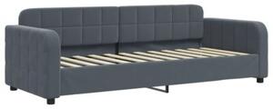 Sofa rozsuwana z szufladami, ciemnoszara, 80x200 cm, aksamit