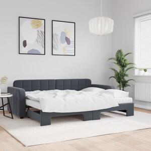 Sofa rozsuwana z materacami, ciemnoszara, 80x200 cm, aksamit