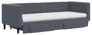 Sofa rozsuwana z szufladami, ciemnoszara, 80x200 cm, aksamit
