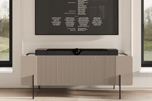 Szafka RTV Malmi 150 cm - kaszmir / crema bianca / czarne nóżki