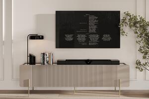 Szafka RTV Malmi 200 cm - kaszmir / crema bianca / złote nóżki