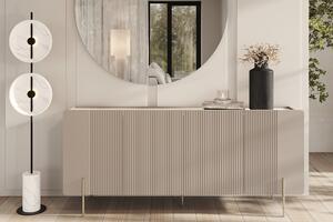 Komoda Malmi 200 cm czterodrzwiowa - kaszmir / crema bianca / złote nóżki