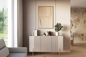 Komoda Malmi 150 cm trzydrzwiowa - kaszmir / złote nóżki