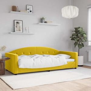 Sofa z funkcją spania, żółta, 90x200 cm, obita aksamitem