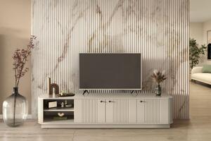 Szafka RTV Vesper 3D 187 cm na cokole - kaszmir / czarne uchwyty